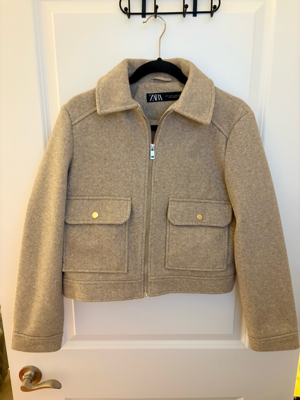 Zara Women’s Tan Cropped Utility Jacket - Size Medium